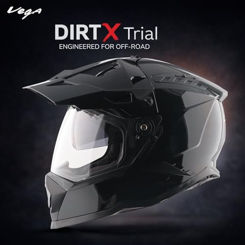 Image of Vega VF 11 Dirt-X Solid Full Face Riding Helmet with Lightweight Shock Absorbing Shell, Aerodynamic Design, Ventilated Interior, Comfortable Fit, Durable Riding Helmet - Black -L