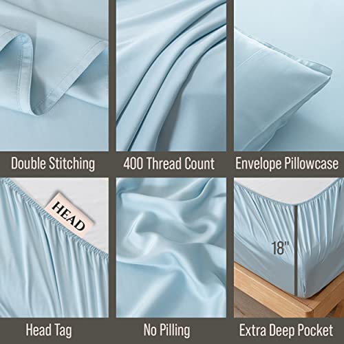 Bella Coterie Luxury Cal King Bamboo Sheet Set | Organically Grown | Ultra Soft | Cooling For Hot Sleepers | 18" Deep Pocket [Coastal Blue] #TOP2