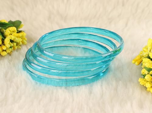 Image of STYOLLO Viral Jelly Plain Transparent Glass Kada Set For Women & Girls | Kanch Kada For Girls | Daily Ethnic Traditional Jewelry | Glossy Classic Fashion Kangan For Wedding, Festive & Parties - Set Of 4