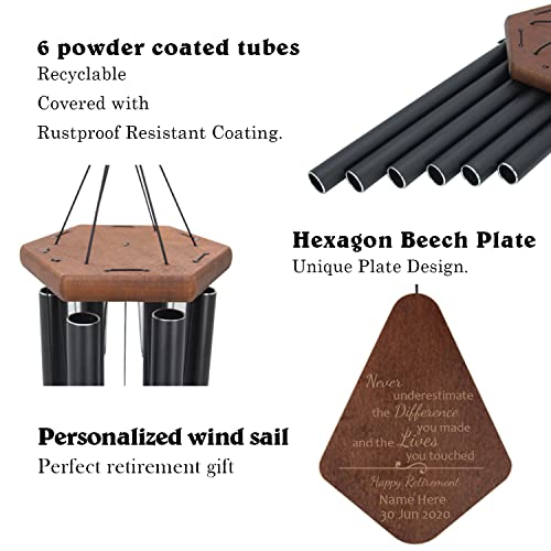 Image of ASTARIN Personalized Happy Retirement Gift, Custom Name Retirement Wind Chimes for Women Men, Wind Chime Retire Gifts for Teacher Co-Workers Boss Friends Parents, Going Away Funny Farewell Gift