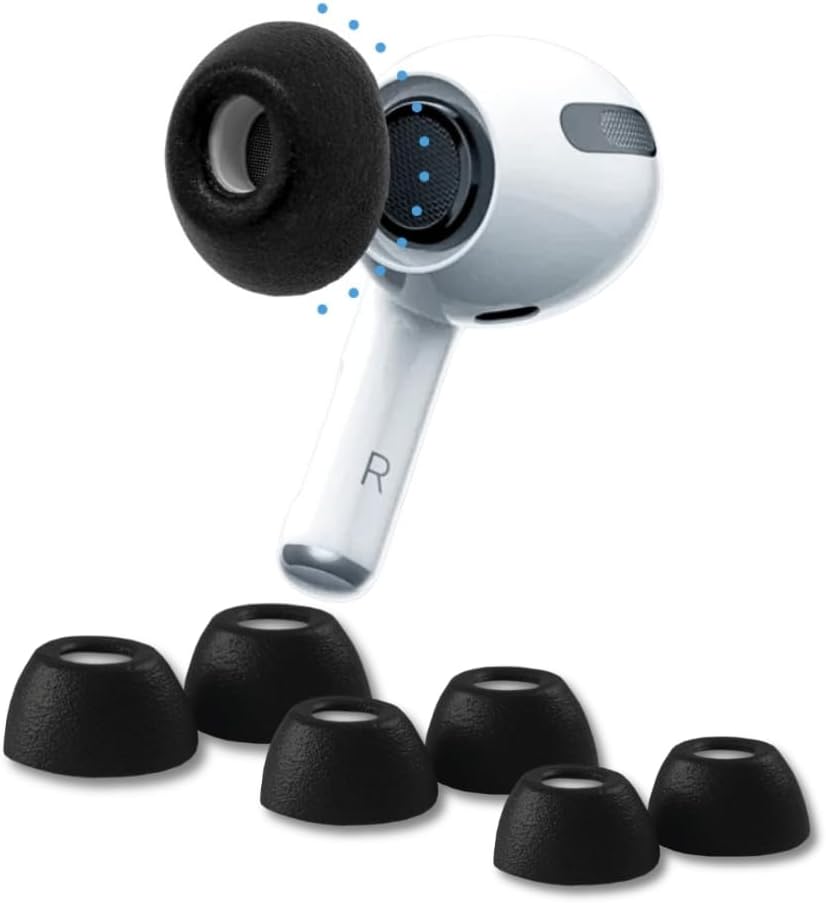 Comply Foam NEW LIMITED EDITION Premium 3.0 Foam Earbud Tips for Apple AirPods Pro Gen 1 & 2, Assorted S, M, L, Phantom Black, 3 Pairs – Premium 3.0 Foam, Superior Noise Isolation, Made in The USA