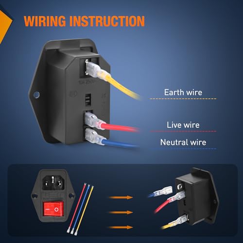 Image of Nilight 2Pcs Switch Power Socket 10A 250V AC Inlet Module Built-in Fuse