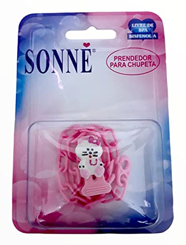 Sonne Prendedor De Chupeta Pop Correntinha Gatinha Rosa