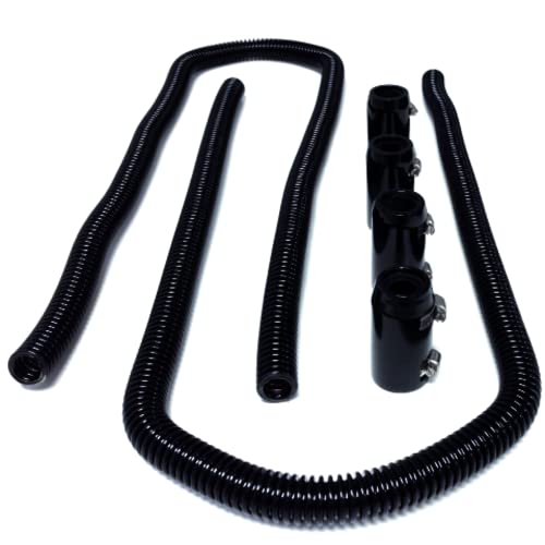 Pirate Mfg 44" Black Stainless Steel Heater Hose Kit W/Black Aluminum End Caps #TOP5