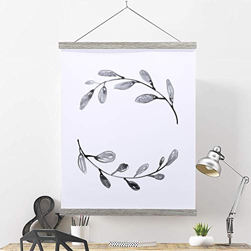 Image of Magnetic Poster Hanger, 17x24 17x11 17x22 Poster Frame Wood Wooden Magnet Print Posters Dowel Scroll Hanger Hangers Hanging Kit for Walls Map Canvas Artwork (Grey, 17 inch)