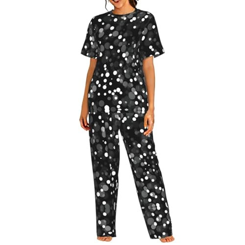 Pyjama doux à pois noirs et blancs pour femme élégante et relax
