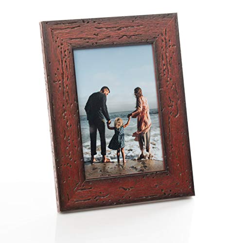 Marcos de Fotos de Madera Vintage para Foto de 10x15 cm - Portafotos Retro con Cristal Real | Bonitos Portarretratos Mahagonías Adecuados para Colgar en Pared y para Mesa, Vertical y Horizontal Cover
