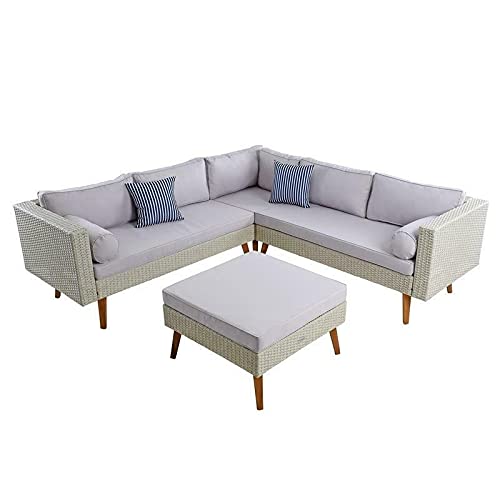 WXYQY Gartenmöbel Set Eck- Sitzgruppe Lounge Essgruppe Rattan Möbel Beige – Bild 3
