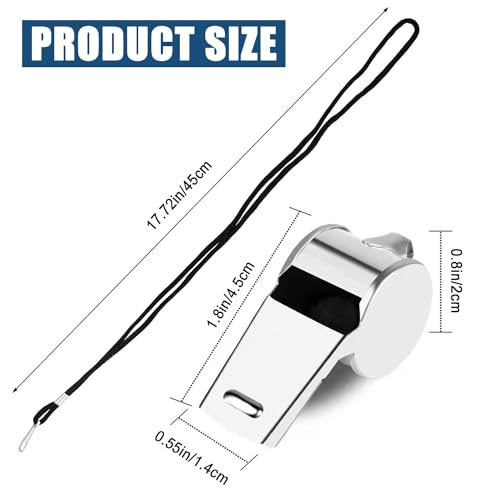 Silbato para Entrenadores, Silbato con Cordón para Entrenadores, Profesores, Árbitros, Emergencias y Deportes al Aire Libre (3 Piezas, Acero Inoxidable Sonido Fuerte) miniatura 6