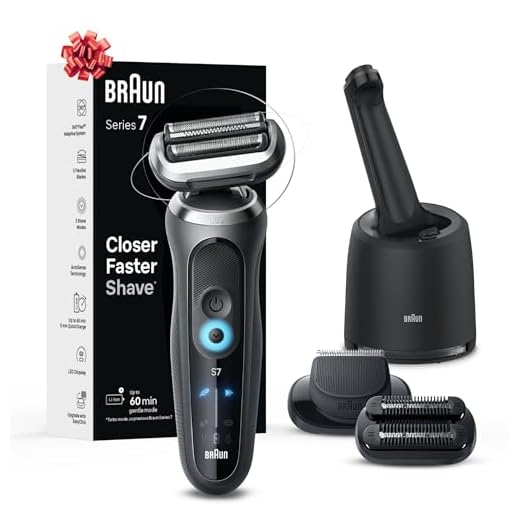 Braun Electric Shaver for Men, Series 7 7185cc, Waterproof, Wet & Dry Shave, Shaving Kit with SmartCare Center and Beard Trimmer, 3 Shave Modes, 60 Minute Battery Runtime, 10 Piece Set