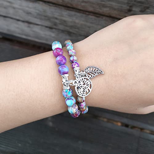 Image of YGLINE Tree of Life Yoga Healing Stone Bracelets,Multilayer Lotus Chakra Stone Reiki Bracelet Sets,Anxiety Crystal Natural Stone,for Women Stress Relief