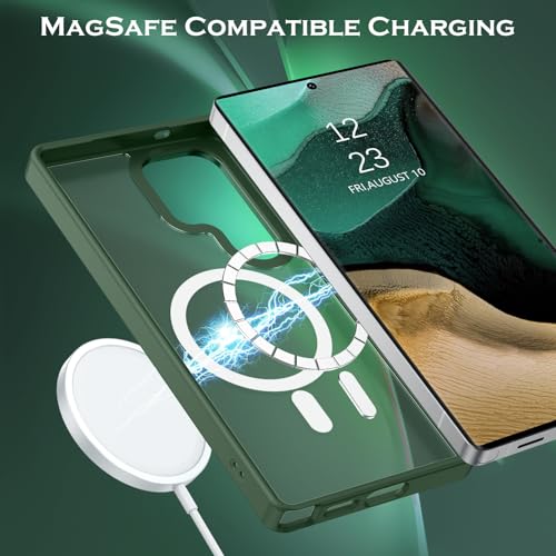 Image of YINLAI for Samsung S25 Ultra Case 6.9-inch,Magnetic Compatible with MagSafe, Slim Matte Anti-Fingerprint, Shockproof Full Body Military Grade Protection for Samsung S25 Ultra Cover, Green