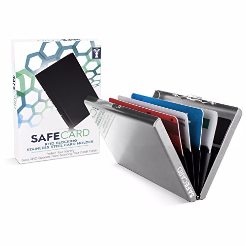 SafeCard RFID Blocking Card Holder Case - Stainless Steel - Identity Theft Protection and Credit Card Protector - Card Holder Keeps Your Credit Cards Safe - Silver