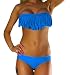 Produktbild ALZORA Bikini Damen Tassel Fransen Fringe Push Up Set Top und Hose, 10200 (L, Blau)