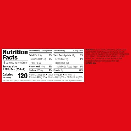 Image of NEW Horizon Organic Shelf Stable No Added Sugar Lactose Free 1% Lowfat Chocolate Milk Boxes, Pack of 18-8g Protein per Serving