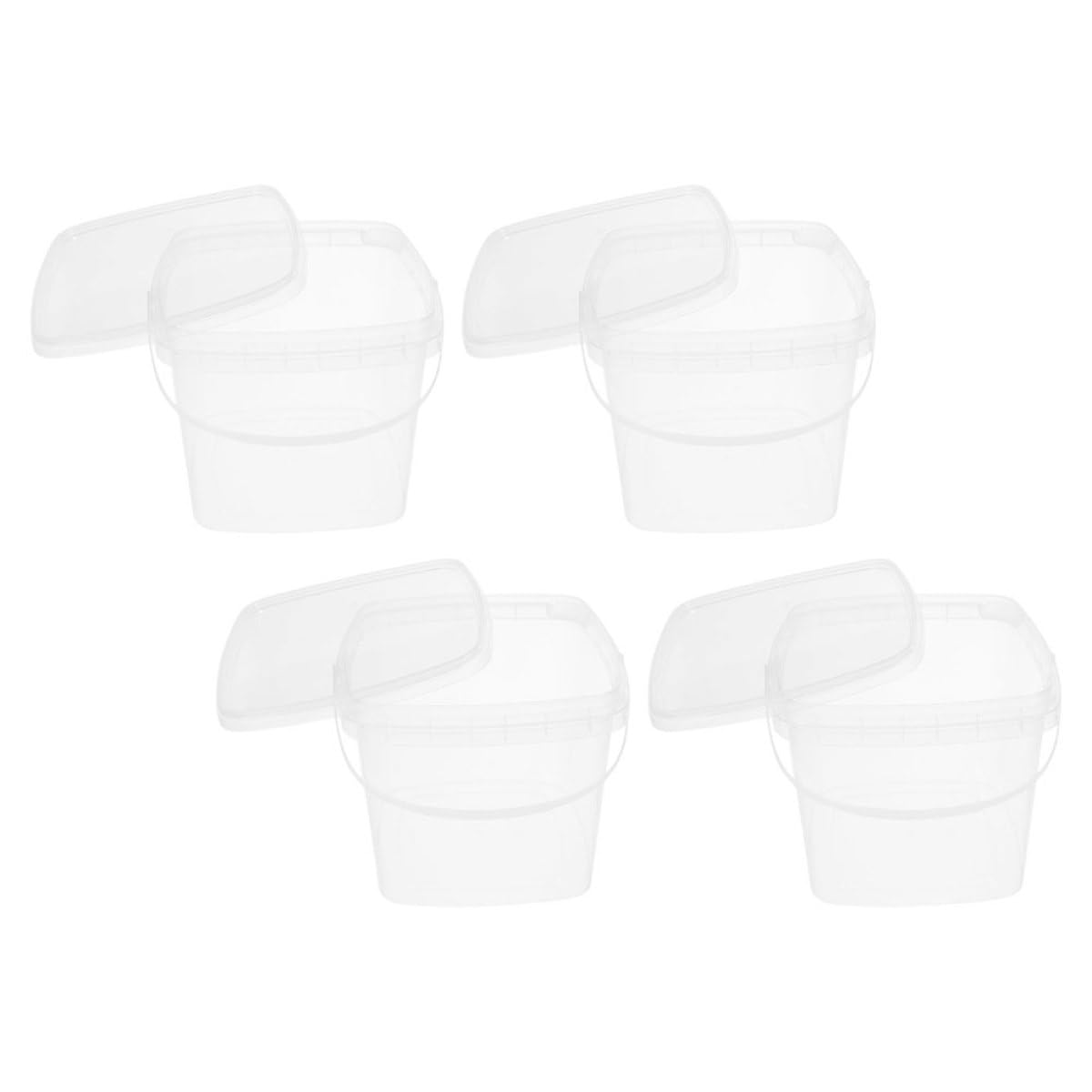 iplusmile 4 Cubos Plásticos Cuadrados 2 Litros Transparentes con Tapa Apilables y Portátiles para Almacenar Alimentos Manualidades y Organización en Cocina Garaje y Hogar