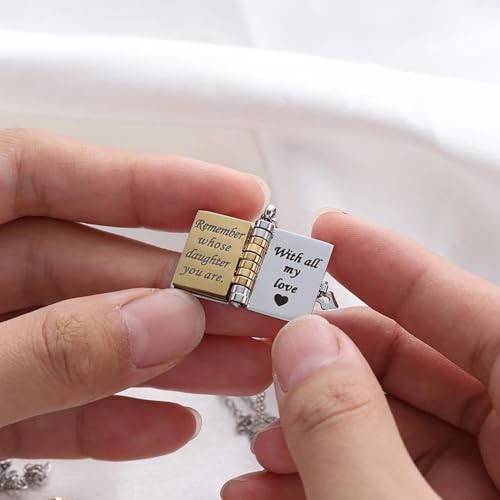 RANKEEF My Little Star Book Necklace - My Incredible Daughter Book Necklace Daughter Gifts from Dad Mom Mother Adjustable Silver 18k Gold Jewelry Openable with 6 Pages Gifts of Love2