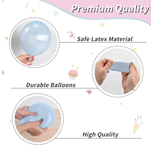 Image of Pink and Blue Balloons,12 Inch Metallic Baby Blue Pink Purple Balloons,Latex Balloon with Ribbon,for Girl Birthday Baby Shower Gender Reveal Party Decorations