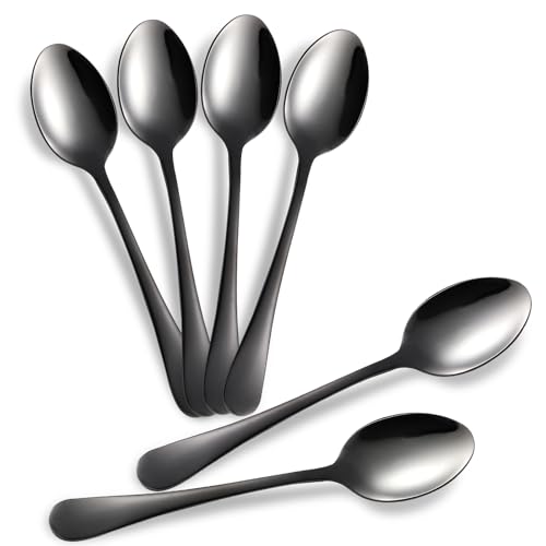 tiokin Juego de 6 cucharaditas, mini cucharas de café, cucharas de té pequeñas de acero inoxidable de 4.7 pulgadas, juego de cucharas de postre para café, postre, té, aperitivos, apto para