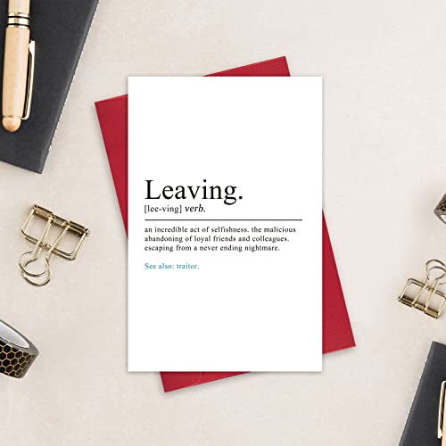 Funny Coworker Leaving Card, Leaving Definition Dictionary Style Card, Humorous Retirement Or New Job Card For Colleague Work Bestie #TOP2