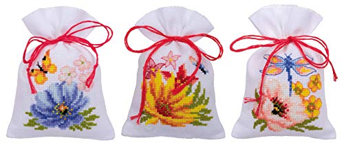 VERVACO (3PL) CROSS STITCH, Cotton, Colourful Flowers (18 Count) 3/Pkg, One Size - Image 4