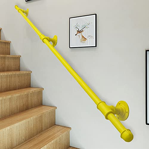 Rambarde d'escalier en fer jaune de 2 m avec supports pour villa