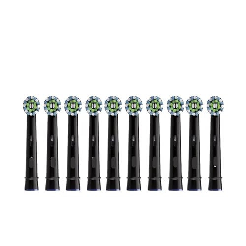 Recambios de cabezal de cepillo de dientes eléctrico de acción cruzada for recargables, color negro, 10 unidades(Black 10heads)