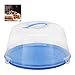 relaxdays Contenitore Rotondo per Torte, con Manico, Dolci & Crostate, Muffin, Trasporto, HD 18,5x35 cm, Blu/Trasparente, PP