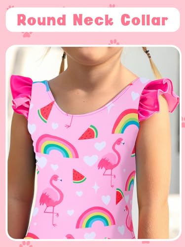 Image of Toddler Girls One Piece Ruffle Swimsuit Mermaid Bathing Suit 2-7Y | UPF 50+ quick-dry girls swimsuit,Cute flutter sleeves and ruffled hem,Mermaid Swimwear for pool,party,beach vacation.