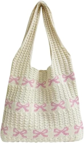 Bow Print Tote Bag for Women, Cute Casual Shoulder Bag, Large Capacity Aesthetic Tote Bag for Work, Travel, Shopping & Daily Casual Use miniatura 5