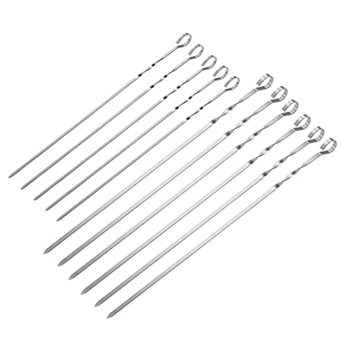Brochetas de metal Kebab – Juego de 10 brochetas planas reutilizables para barbacoa. Cóctel, Shish Kabob, artículos esenciales para fiestas, 36 cm (tamaño pequeño)