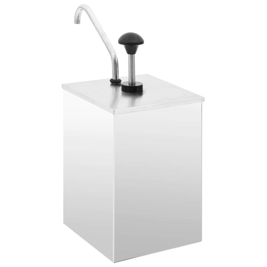 Dispensador de salsa de acero inoxidable 3,5 L con bomba y boquilla antigoteo, accesorio para salsa de tomate, mayonesa, aderezo, mostaza, aceite y vinagre, dosificador gastro con tapa y
