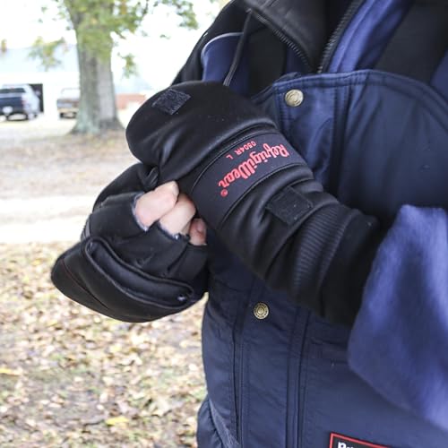 RefrigiWear Fleece Lined Fiberfill Insulated Softshell Convertible Mitten Gloves (Black, Large) by RefrigiWear - Image 4