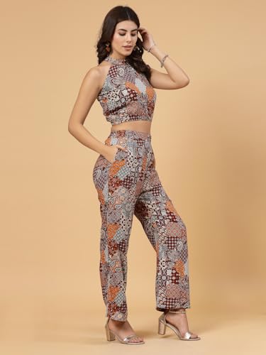 Image of Rigo Rayon Printed Top and Shorts Co-ord Set for Women | Sleeveless Co-ords Set for Women | Stylish Dresses for Women | Night Wear, Beach Wear, Vacation Wear Outfit