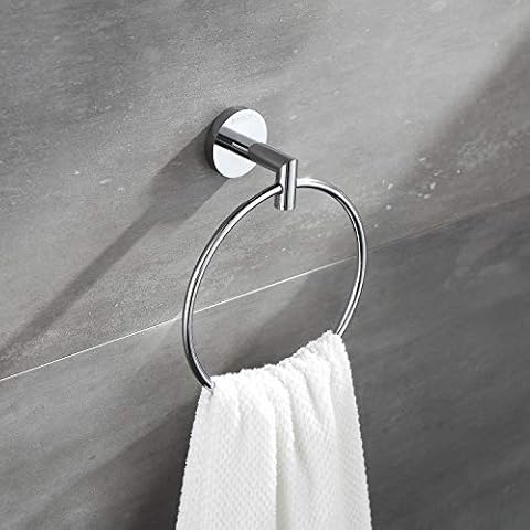 BUVELOT Chrome Towel Ring, Brass Hand Towel Holder for Bathroom, Modern Hand Towel Rack Wall Mounted, Chrome, 077060-CR Leo Seires Cover
