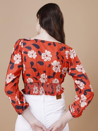 Image of Wedani Women's Casual Foral Print Puff Sleeve Regular Top