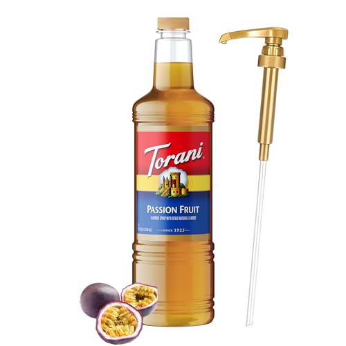 Image of Torani Passion Fruit Syrup 1L with Pump Tropical Flavoring for Teas & Drinks