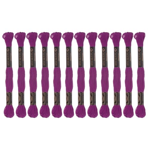 Image of HARFINGTON 12 Skeins Embroidery Floss 8.75yds(8m) Egyptian Long-Staple Cotton Cross Stitch Thread for Sewing DIY Bracelet Yarn String and Crafts, Purple Red(6035)