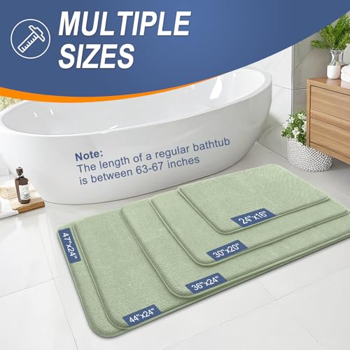 Image of OLANLY Thick Memory Foam Bathroom Runner Rugs 59x20, Extra Soft Absorbent Long Bath Rug, Quick Dry, Non-Slip, Machine Washable Bath Mat for Bathroom, Tub and Shower, Home Decor Accessories, Sage Green