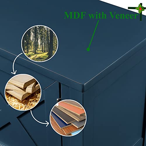 Polibi Wood Buffet Sideboard,Farmhouse Console Table Storage Cabinet With Bottom Shelf And 2-Door Cabinet, For Living Room, Entryway,Kitchen Dining Room Furniture(Navy Blue) #TOP5