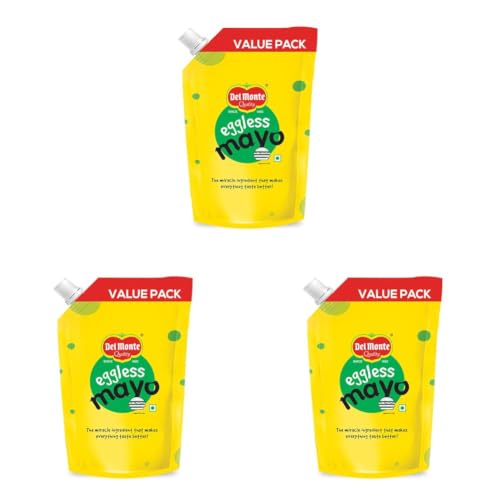 Image of Del Monte Eggless Mayo Spout Pack, 400 g | 100% vegetarian | Thick and Creamy | Made by Chef Loved by all | Spread and Dip (Pack of 3)