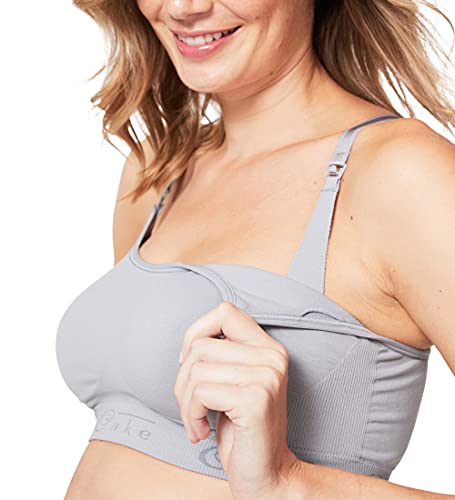Cake Maternity Cotton Candy Wirefree Nursing Bra For Breastfeeding, Seamless Maternity Sleep Bra, Steel Grey, X-Large #TOP4