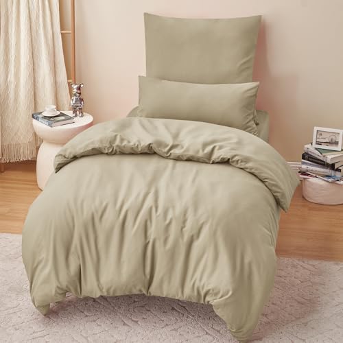 RUIKASI Bettwäsche 155x220 Khaki 2teilig - Polyester Mikrofaser Bettwäsche-Sets Oeko-TEX… – Ansicht 4