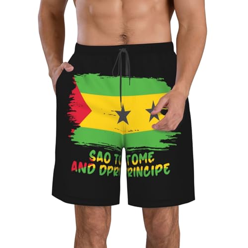 Bandera De Santo Tomé Y Príncipe Hombre Bañadores De Playa Ligero Surf Pantalones Forro De Malla Nadar Shorts Vacaciones Bermudas Cortos 3XL