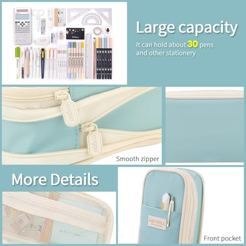 Image of LABUK Large Capacity Pencil Case Pouch, Cute Aesthetic Big Capacity Zipper Cases Pen Portable Office Stationery Makeup Bag, Desk Organizer for College Adults Women Men (SkyBlue)
