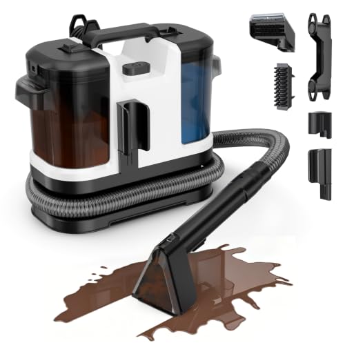 Image of Portable Carpet & Upholstery Cleaner Machine, 19Kpa Spot Cleaner Machine | Handheld Furniture Shampooer Deep Cleaning for Couch, Car, Pet Stains, Rug with Large Tank and Self-Cleaning, White