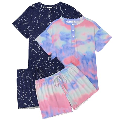 Ekouaer 2 Pack Womens Pajama Sets Short...