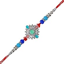 Stylish Stone Rakhi for Brother with Roli Chawal and Best Brother Keychain – Multicolor Beaded Rakhi Gift Combo for Raksha Bandhan