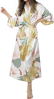 DiaryLook Ladies Kimono Dressing Gowns for Women Long Kimono Robes Satin Long Bridesmaid Robes Floral