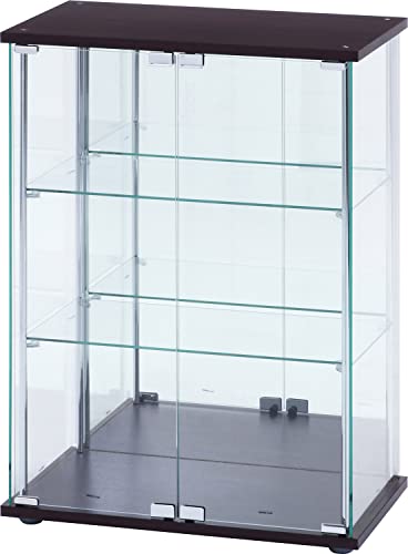 不二貿易 コレクションケース フィギュアケース 3段 幅60.5×奥行36.5×高さ85cm ブラウン ワイドタイプ 背面ミラー 72800